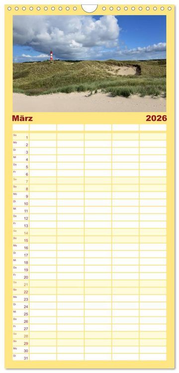 Produktbild: Familienplaner 2026 - Amrum, die Perle in der Nordsee mit 5 Spalten (Wandkalender, 21 x 45 cm) CALVENDO