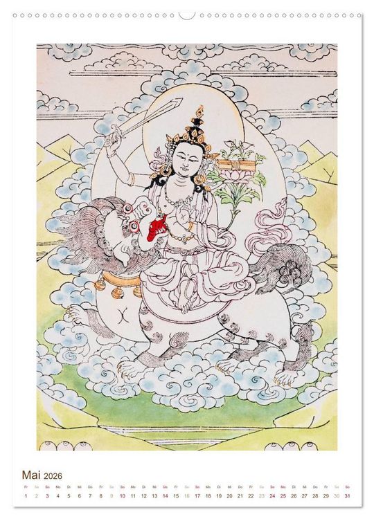 Produktbild: Mit Buddha durchs Jahr: historische Zeichnungen (Wandkalender 2026 DIN A2 hoch), CALVENDO Monatskalender