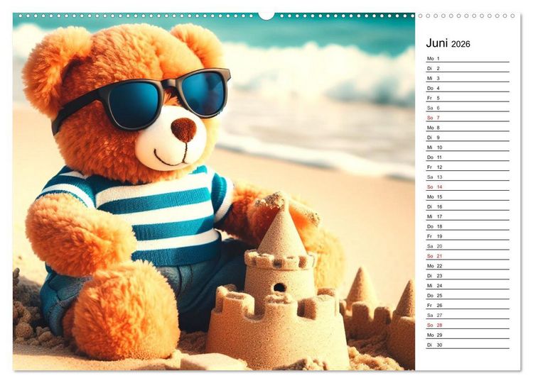 Produktbild: Teddys - Die Jahresreise der KI-Teddyb&auml;ren (hochwertiger Premium Wandkalender 2026 DIN A2 quer), Kunstdruck in Hochglanz