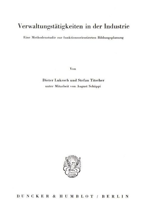 Produktbild: Verwaltungst&auml;tigkeiten in der Industrie.