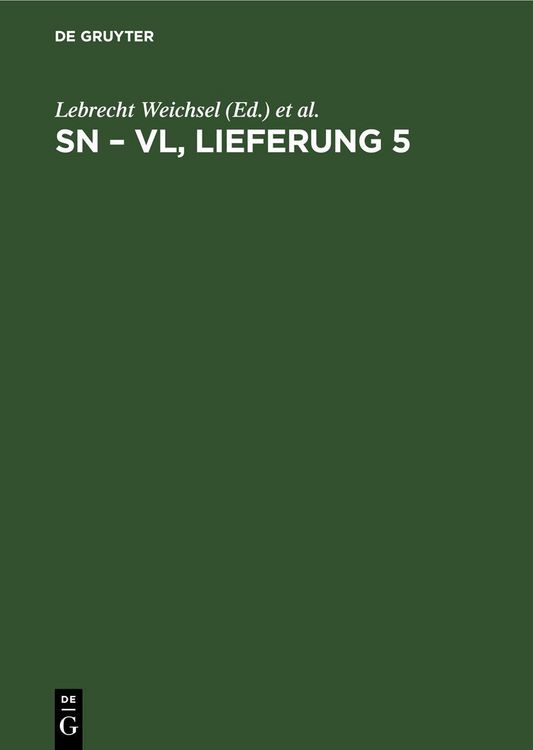 Produktbild: Sn &ndash; Vl, Lieferung 5