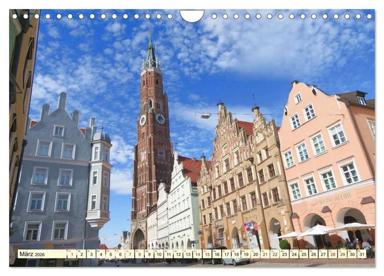 Produktbild: Unterwegs in Landshut (Wandkalender 2026 DIN A4 quer), CALVENDO Monatskalender