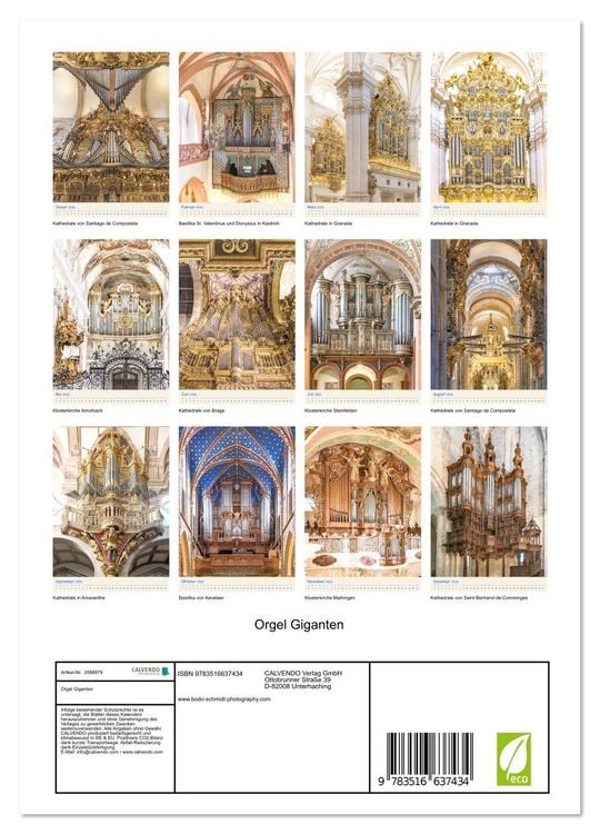 Produktbild: Orgel Giganten (Wandkalender 2026 DIN A4 hoch), CALVENDO Monatskalender