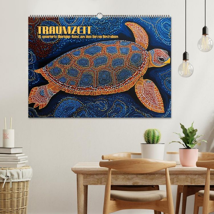 Produktbild: Traumzeit - KI-generierte Aborigine-Kunst aus dem Herzen Australiens (Wandkalender 2026 DIN A2 quer), CALVENDO Monatskalender