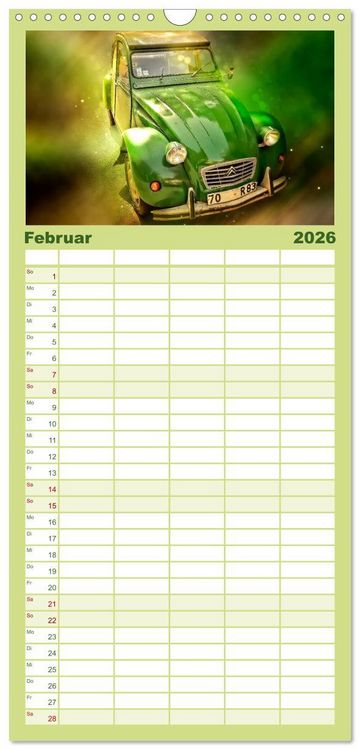 Produktbild: Familienplaner 2026 - Die Ente - Citro&euml;n 2CV mit 5 Spalten (Wandkalender, 21 x 45 cm) CALVENDO