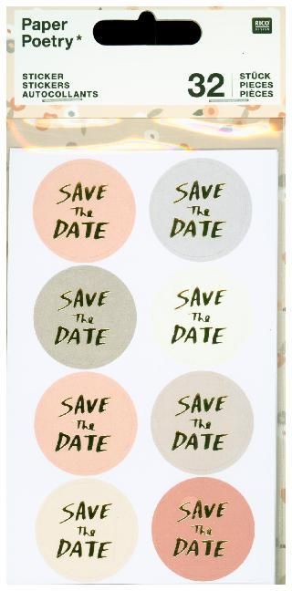Produktbild: Sticker, Save The Date, Puder/Grau