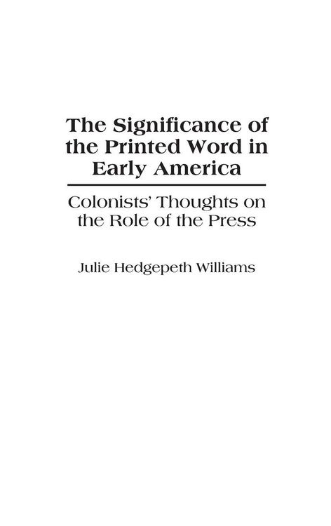 Produktbild: The Significance of the Printed Word in Early America