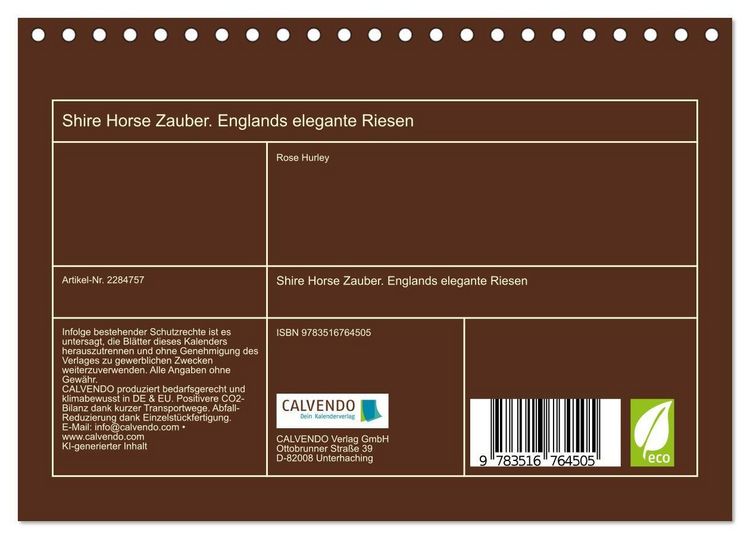 Produktbild: Shire Horse Zauber. Englands elegante Riesen (Tischkalender 2027 DIN A5 quer), CALVENDO Monatskalender