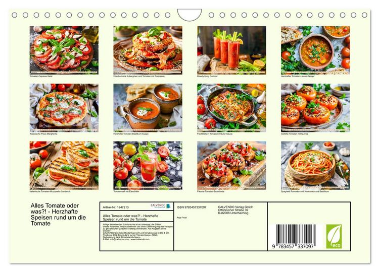 Produktbild: Alles Tomate oder was?! - Herzhafte Speisen rund um die Tomate (Wandkalender 2026 DIN A4 quer), CALVENDO Monatskalender