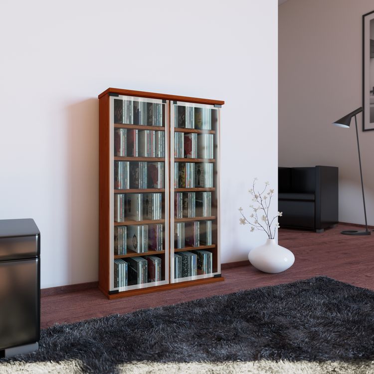 Produktbild: Holz CD DVD Stand Regal Schrank Galerie Glast&uuml;r