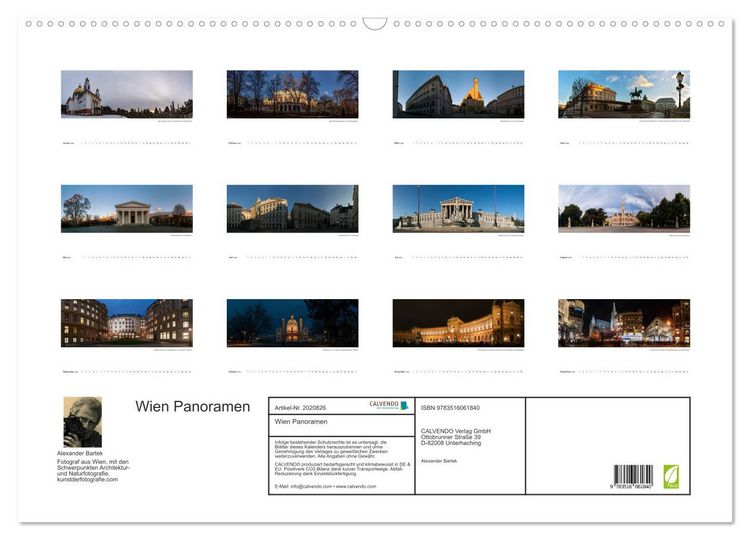 Produktbild: Wien Panoramen (Wandkalender 2026 DIN A2 quer), CALVENDO Monatskalender