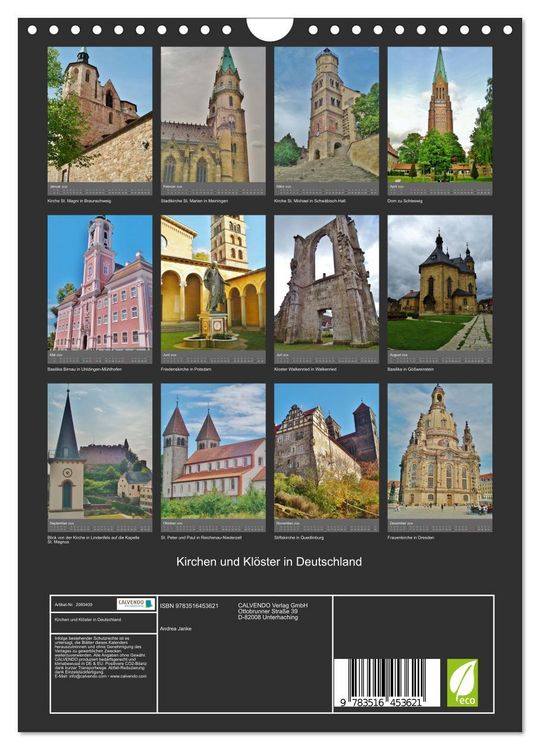 Produktbild: Kirchen und Kl&ouml;ster in Deutschland (Wandkalender 2026 DIN A4 hoch), CALVENDO Monatskalender
