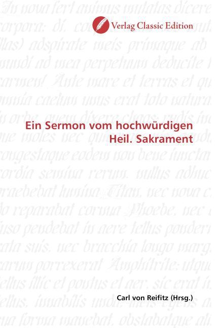 Produktbild: Ein Sermon vom hochw&uuml;rdigen Heil. Sakrament