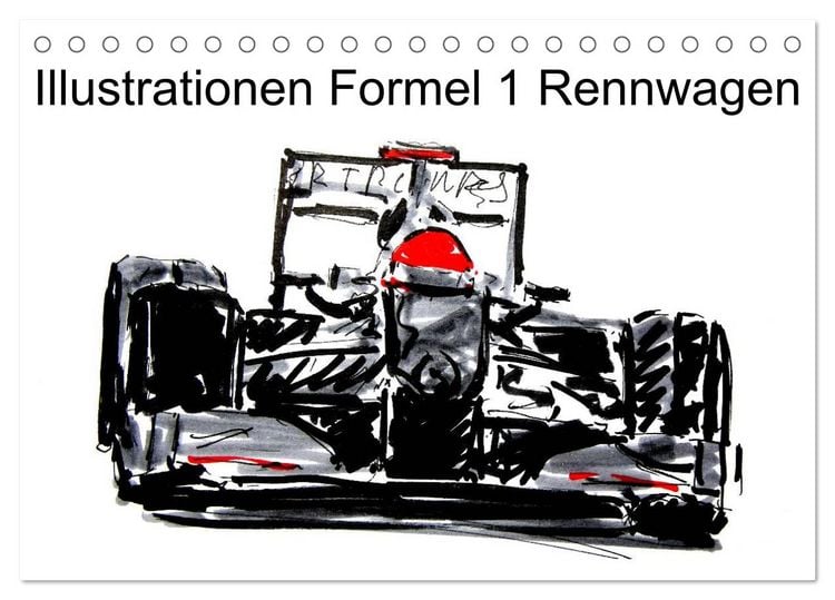 Produktbild: Illustrationen Formel 1 Rennwagen (Tischkalender 2026 DIN A5 quer), CALVENDO Monatskalender