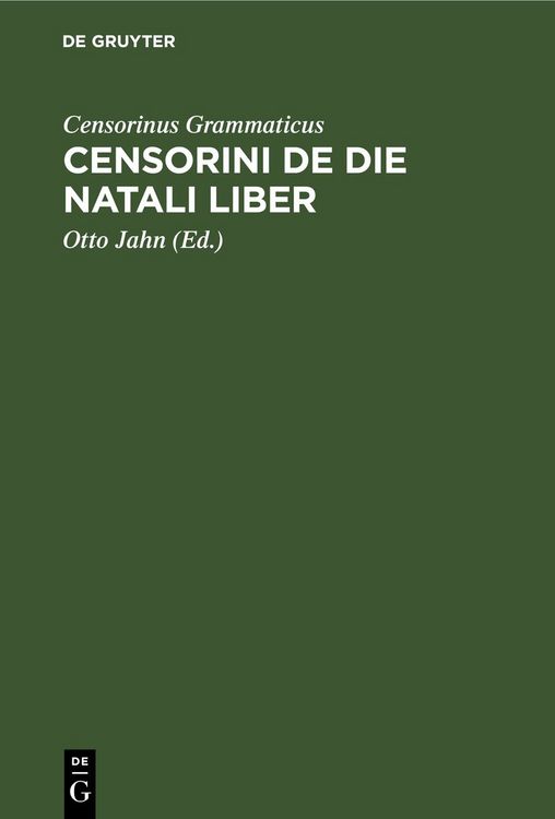 Produktbild: Censorini De Die Natali Liber