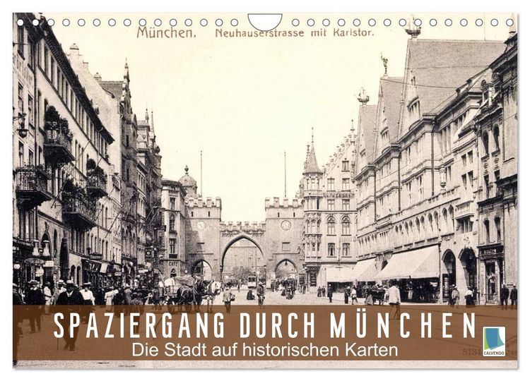 Produktbild: Spaziergang durch M&uuml;nchen &ndash; Die Stadt auf historischen Karten (Wandkalender 2026 DIN A4 quer), CALVENDO Monatskalender