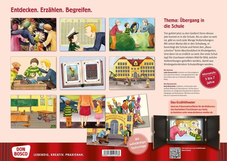 Produktbild: Die Schule ist ein großes Haus. Kamishibai Bildkartenset für Vorschule, Anfangsunterricht und Schuleingangsphase.