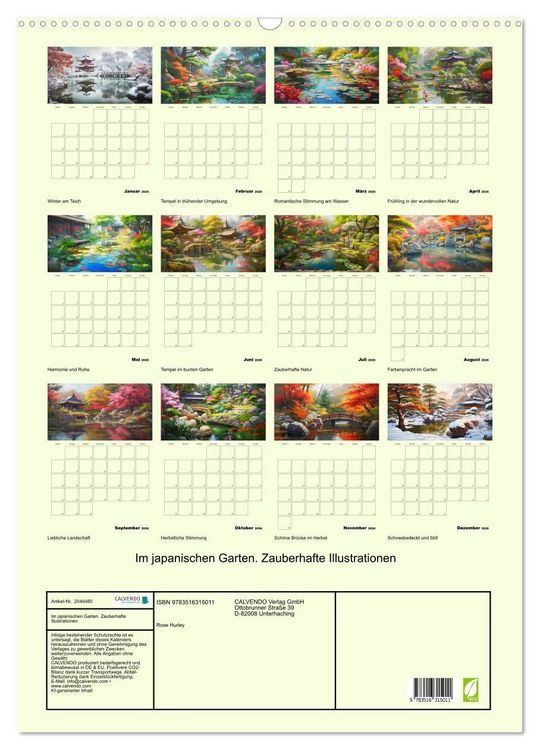 Produktbild: Im japanischen Garten. Zauberhafte Illustrationen (Wandkalender 2026 DIN A2 hoch), CALVENDO Monatskalender