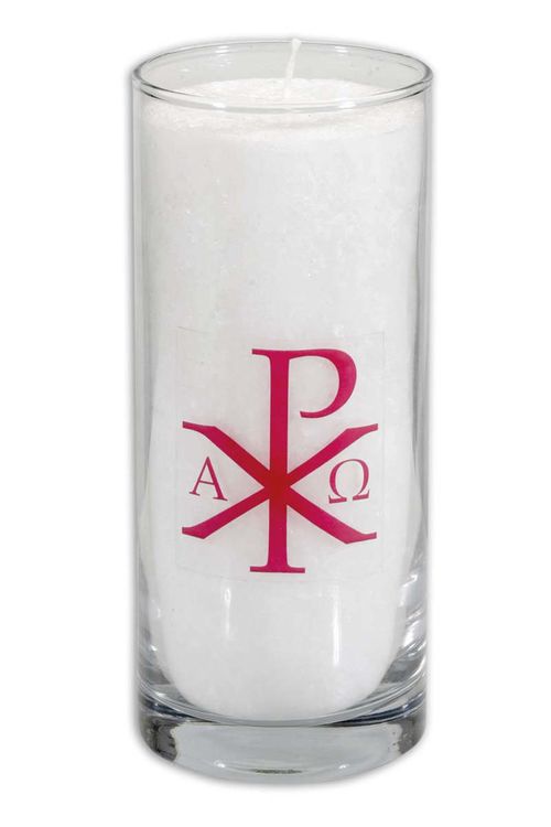 Produktbild: Palmwachs-Osterkerze im Glas &raquo;Alpha & Omega&laquo;