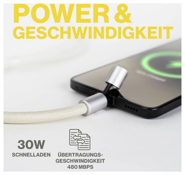 Produktbild: Aqiila USB-C&reg; Kabel USB 3.0 USB-C&reg;, Apple Lightning Stecker 1.5 m Beige Handykette AQLYCBPBICL2SA091