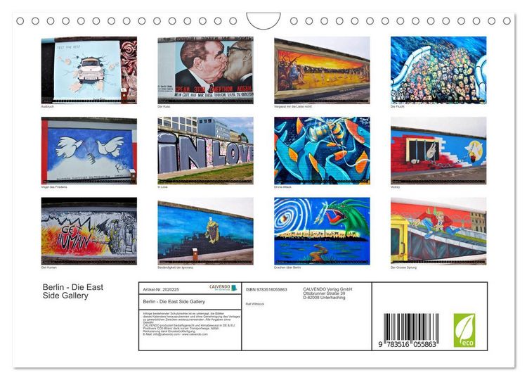 Produktbild: Berlin - Die East Side Gallery (Wandkalender 2026 DIN A4 quer), CALVENDO Monatskalender