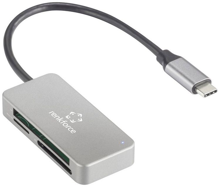 Produktbild: Renkforce RF-PCR-210 Externer Speicherkartenleser USB-C&reg; (USB 3.2 Gen 1) Silber