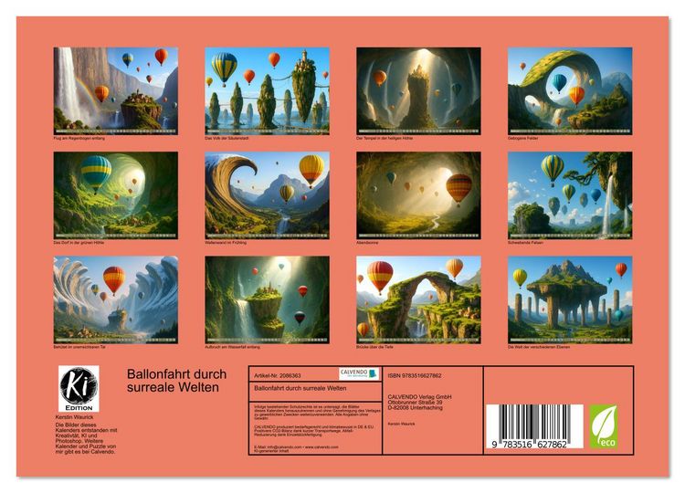Produktbild: Ballonfahrt durch surreale Welten (Wandkalender 2026 DIN A4 quer), CALVENDO Monatskalender