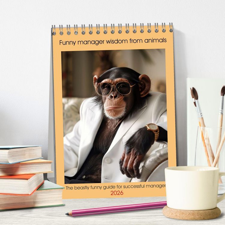 Produktbild: Funny manager wisdom from animals (Desk Calendar 2026 DIN A5 portrait), CALVENDO 12 Month DeskCalendar