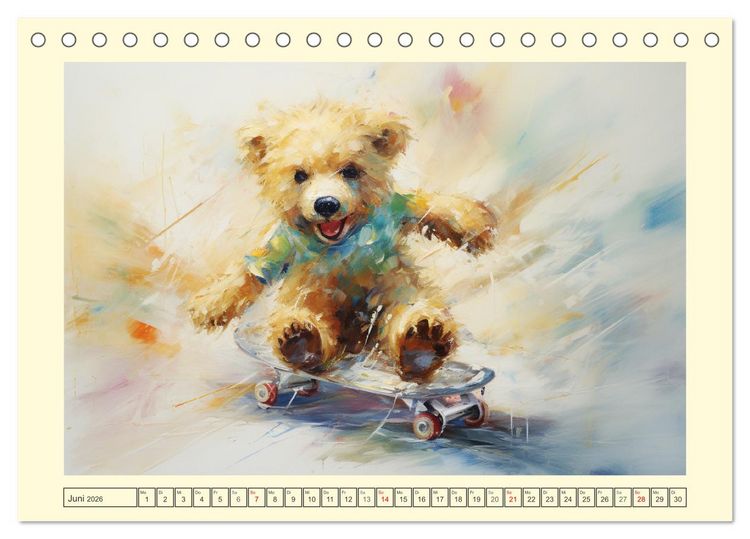 Produktbild: Teddyb&auml;r Romantik. Vertr&auml;umte Aquarelle von lieblichen B&auml;ren (Tischkalender 2026 DIN A5 quer), CALVENDO Monatskalender