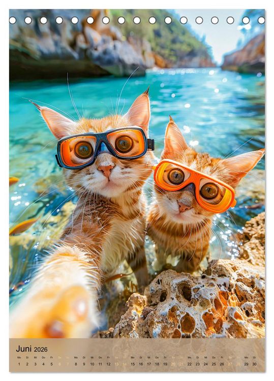 Produktbild: Katzen auf Abenteuerreise - Globetrotter-Katzen entdecke ferne Kulturen (Tischkalender 2026 DIN A5 hoch), CALVENDO Monatskalender