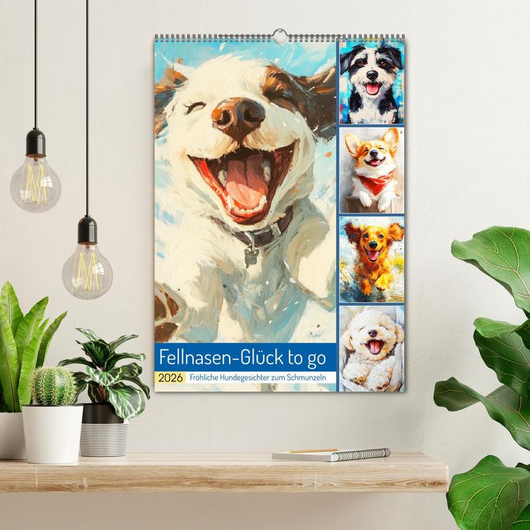 Produktbild: Fellnasen-Gl&uuml;ck to go. Fr&ouml;hliche Hundegesichter zum Schmunzeln (Wandkalender 2026 DIN A2 hoch), CALVENDO Monatskalender