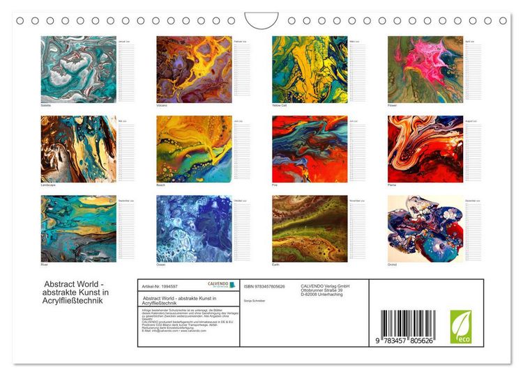 Produktbild: Abstract World - abstrakte Kunst in Acrylflie&szlig;technik (Wandkalender 2026 DIN A4 quer), CALVENDO Monatskalender