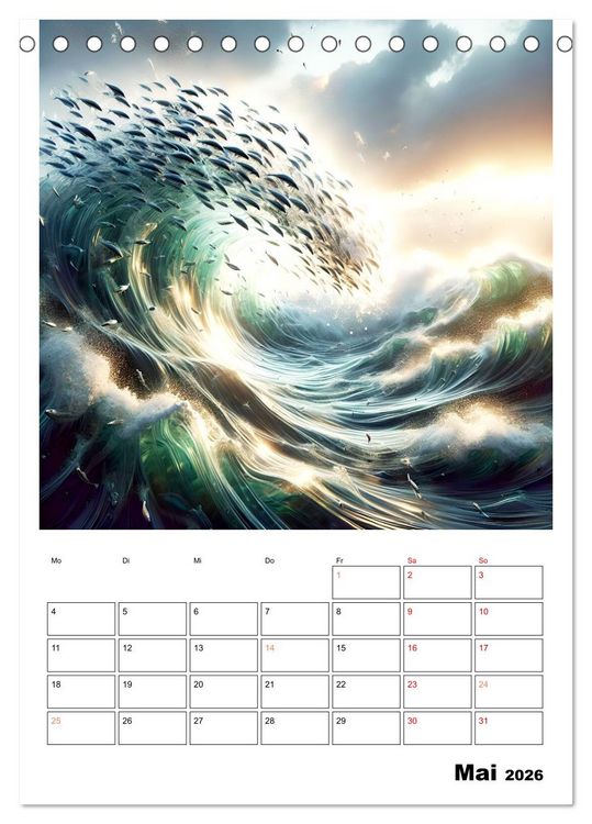 Produktbild: Wellen Illusionen (Tischkalender 2026 DIN A5 hoch), CALVENDO Monatskalender
