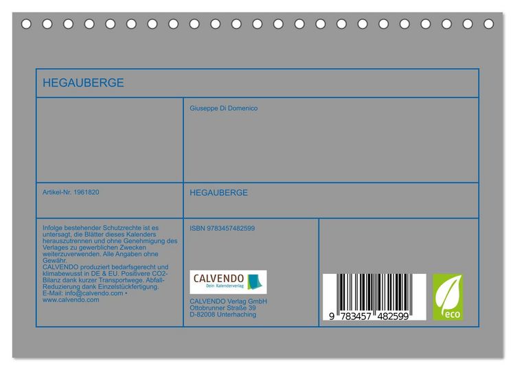 Produktbild: HEGAUBERGE (Tischkalender 2026 DIN A5 quer), CALVENDO Monatskalender