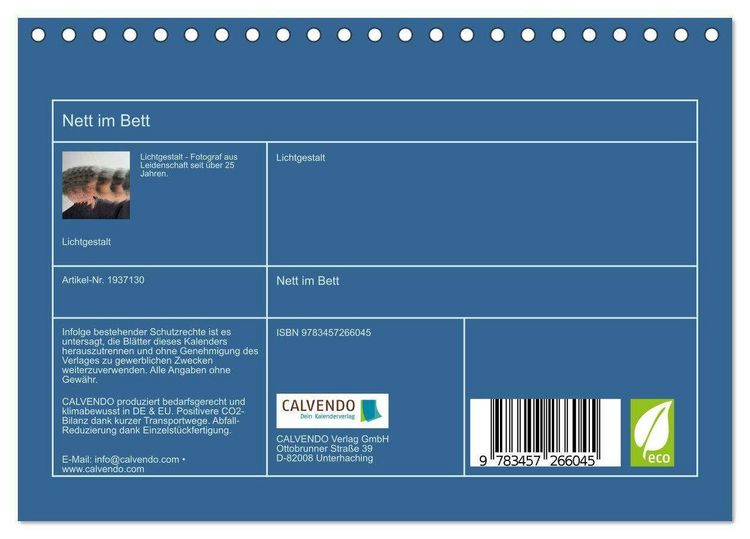 Produktbild: Nett im Bett (Tischkalender 2026 DIN A5 quer), CALVENDO Monatskalender