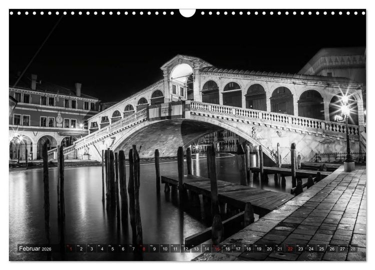 Produktbild: Leuchtendes Venedig &hellip;in monochrom (Wandkalender 2026 DIN A3 quer), CALVENDO Monatskalender