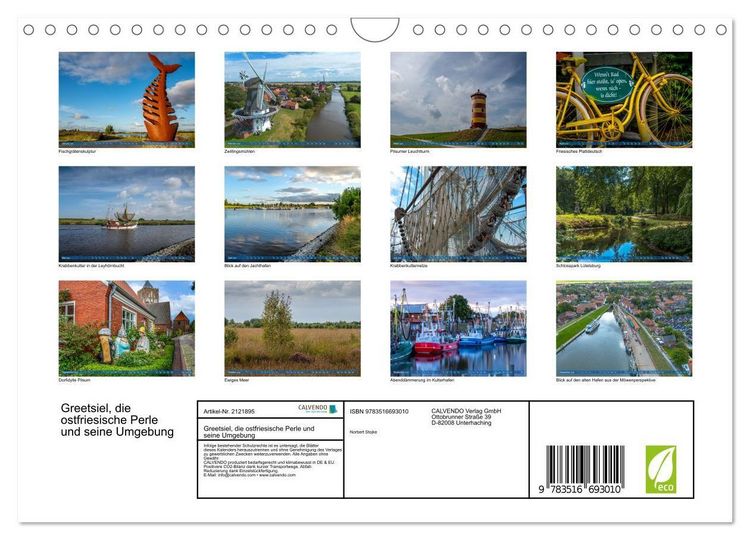Produktbild: Greetsiel, die ostfriesische Perle und seine Umgebung (Wandkalender 2026 DIN A4 quer), CALVENDO Monatskalender