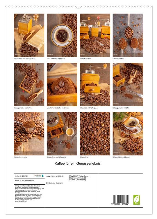 Produktbild: Kaffee f&uuml;r ein Genusserlebnis (hochwertiger Premium Wandkalender 2026 DIN A2 hoch), Kunstdruck in Hochglanz