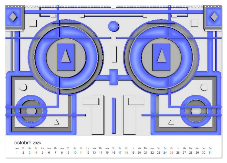Produktbild: L'art abstrait aux mille facettes (Calendrier mural 2026 DIN A2 vertical) calendrier de bureau