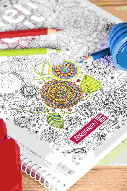 Produktbild: Brunnen Collegeblock Premium Student FLORAL ZENart, A4 Lineatur 28, wei&szlig;