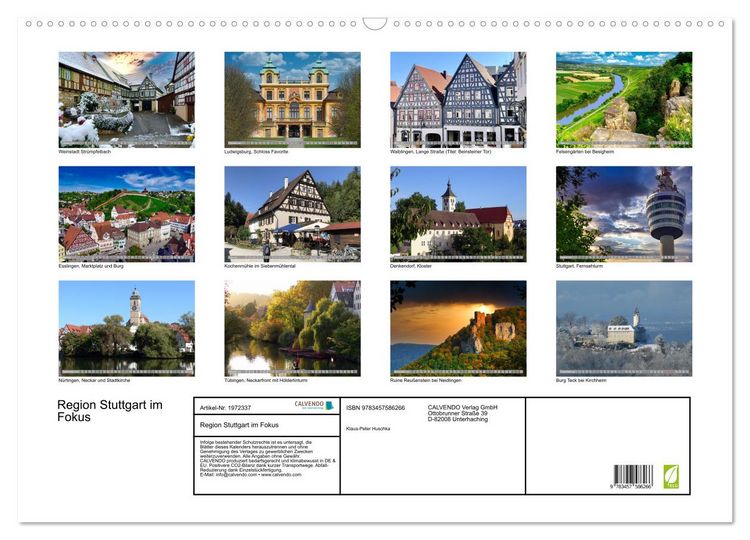 Produktbild: Region Stuttgart im Fokus (Wandkalender 2026 DIN A2 quer), CALVENDO Monatskalender