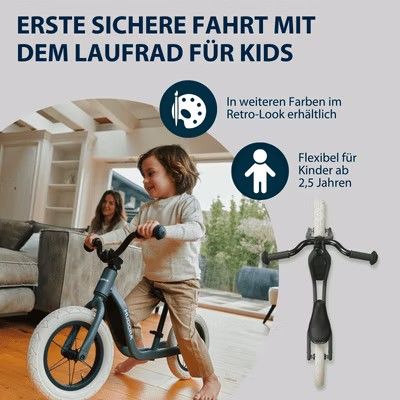 Produktbild: HUDORA 10937 - Laufrad Explory 12 cyan midnight, f&uuml;r Kinder von 90-110 cm, Sitzh&ouml;he: 27-37,5 cm