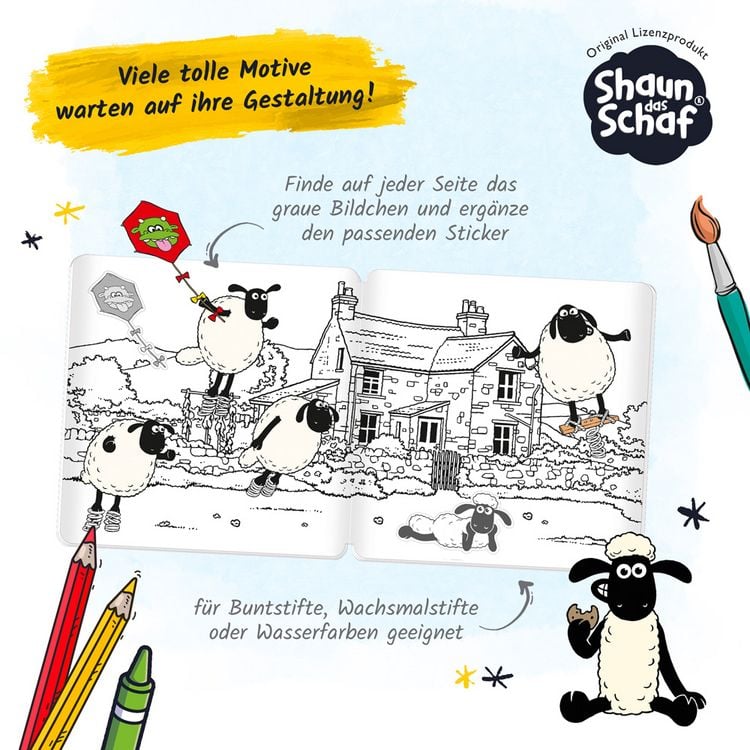 Produktbild: Tr&ouml;tsch Shaun das Schaf Stickermalbuch Malbuch mit Stickern