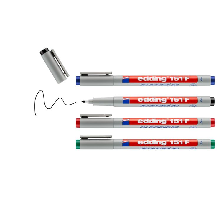 Produktbild: Edding Folienschreiber Non-permanent Pen 151 F, 4er Set