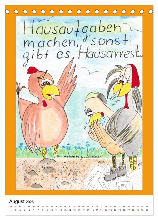 Produktbild: Das mecklenburger Landhuhn "Krisenh&uuml;hner" (Tischkalender 2026 DIN A5 hoch), CALVENDO Monatskalender