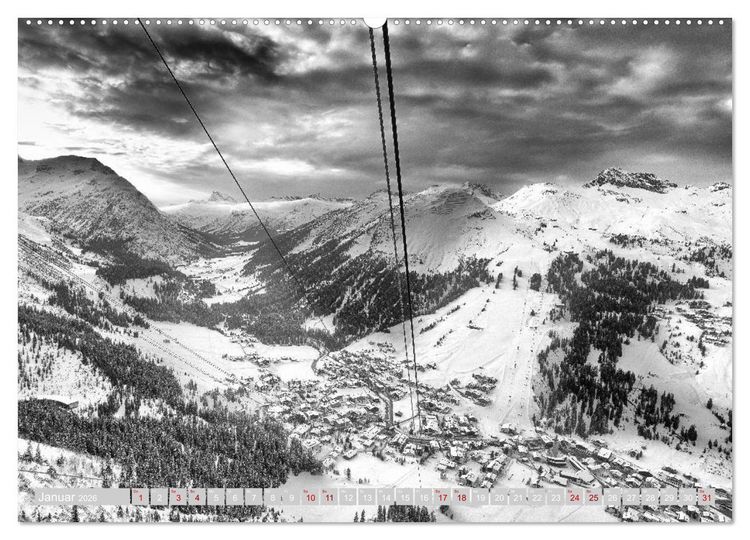 Produktbild: Arlberg black and white (hochwertiger Premium Wandkalender 2026 DIN A2 quer), Kunstdruck in Hochglanz