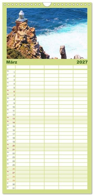 Produktbild: Familienplaner 2027 - Leuchtt&uuml;rme - Wegweisend durch das Jahr mit 5 Spalten (Wandkalender, 21 x 45 cm) CALVENDO