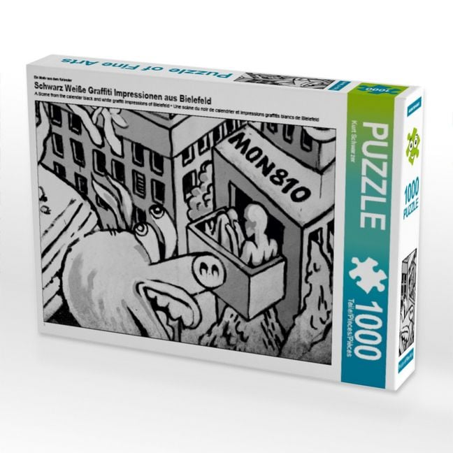 Produktbild: CALVENDO Puzzle Ein Motiv aus dem Kalender Schwarz Wei&szlig;e Graffiti Impressionen aus Bielefeld | 1000 Teile Lege-Gr&ouml;&szlig;e 64x48cm Foto-Puzzle f&uuml;r gl&uuml;ckliche Stunden