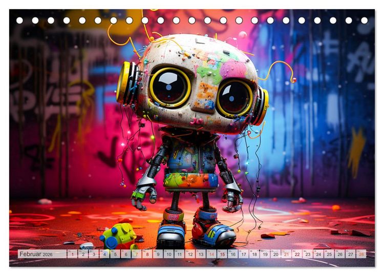Produktbild: Die Welt der kleinen Robots (Tischkalender 2026 DIN A5 quer), CALVENDO Monatskalender