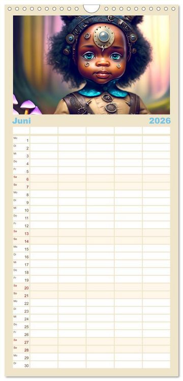 Produktbild: Familienplaner 2026 - Kleine Steampunk Stars mit 5 Spalten (Wandkalender, 21 x 45 cm) CALVENDO
